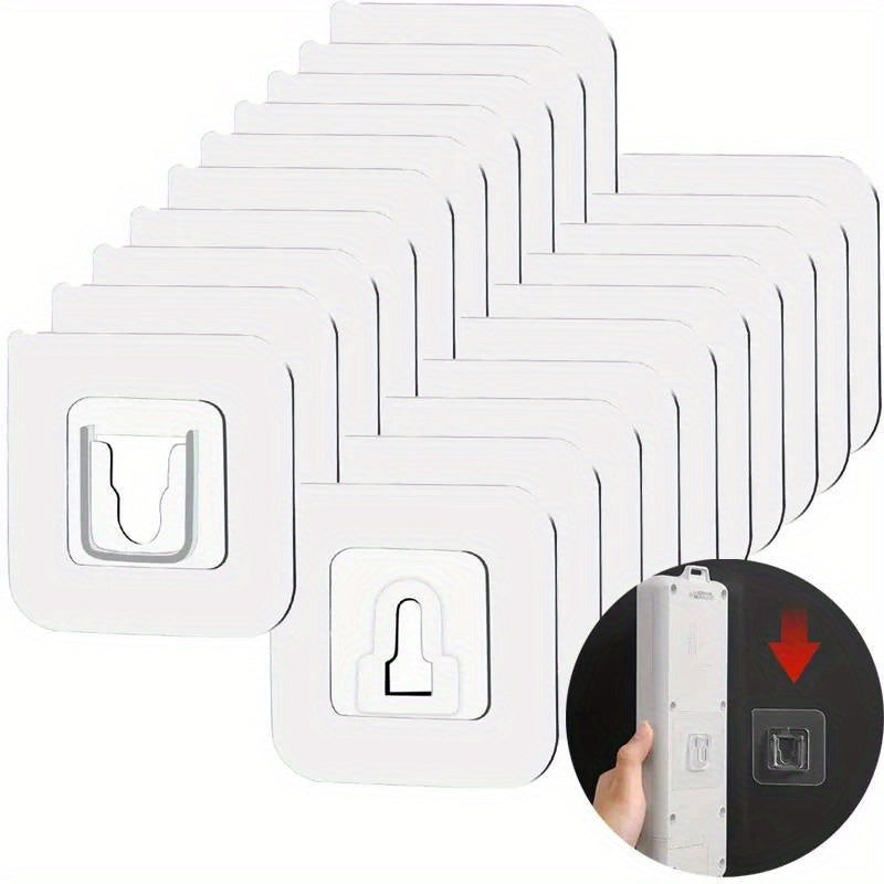 10 Pairs of Seamless Snap Buckles, Multifunctional Punch-Free Hooks, Strong Wall-Mounted Wall-Mounted Sockets, Routing Storage Holders, Utility Hooks