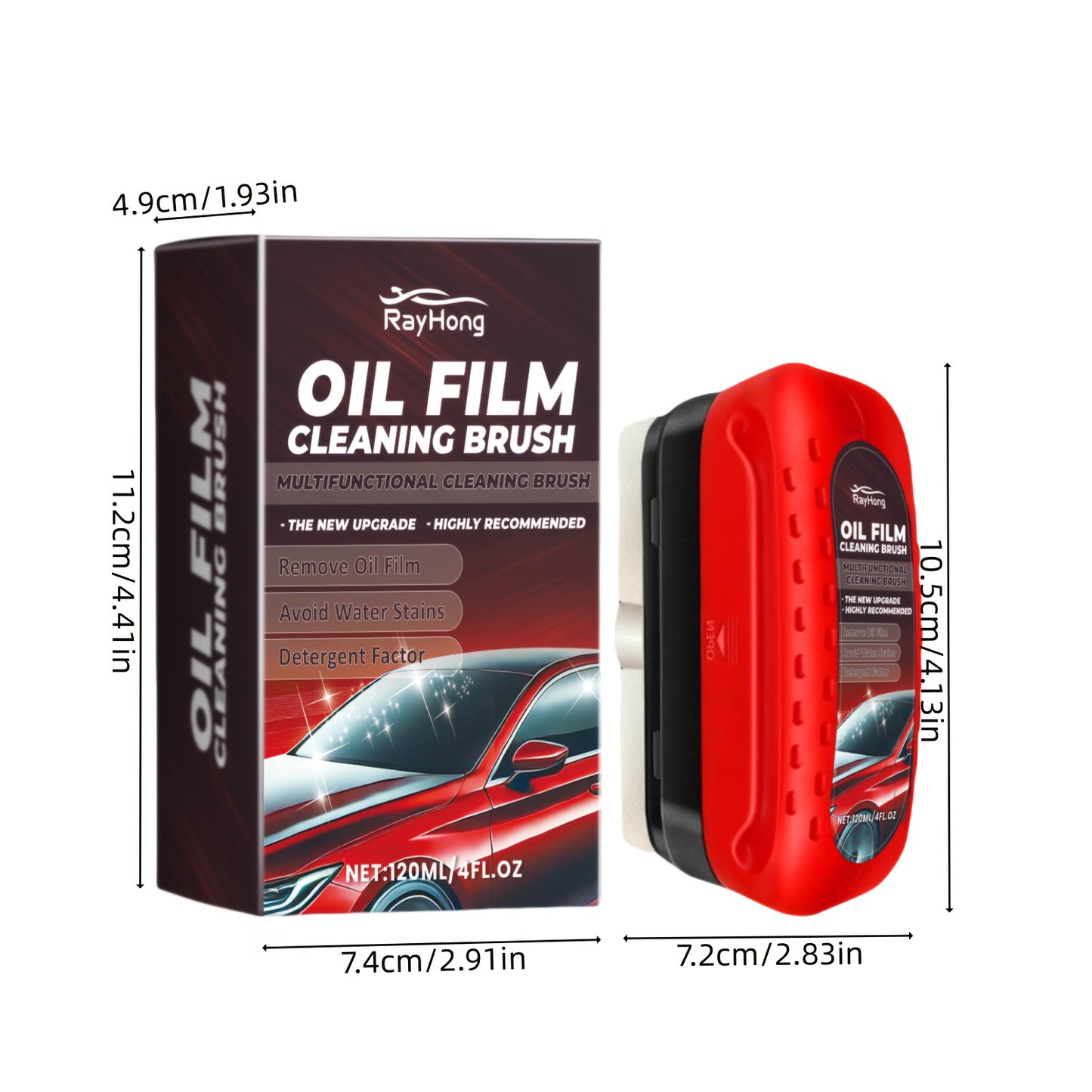 120ml Oil Film Cleaning Brush for Car Windshields - Biodegradable, Anti-Fog, Quick Stain Removal, Safe & Effective Glass Cleaner with Squeegee, Restores Clarity & Safety, Window Cleaning Tools