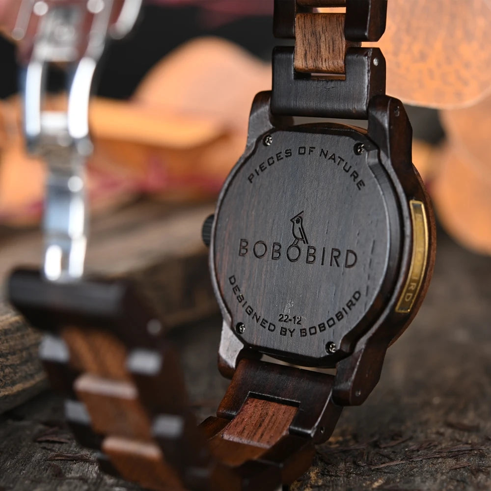 ساعة كوارتز رجالية بسيطة وعصرية جديدة من الخشب للزوجين من BOBOBIRD أفضل ساعات العلامة التجارية مع عرض تاريخ الأسبوع وصندوق هدايا فريد مخصص