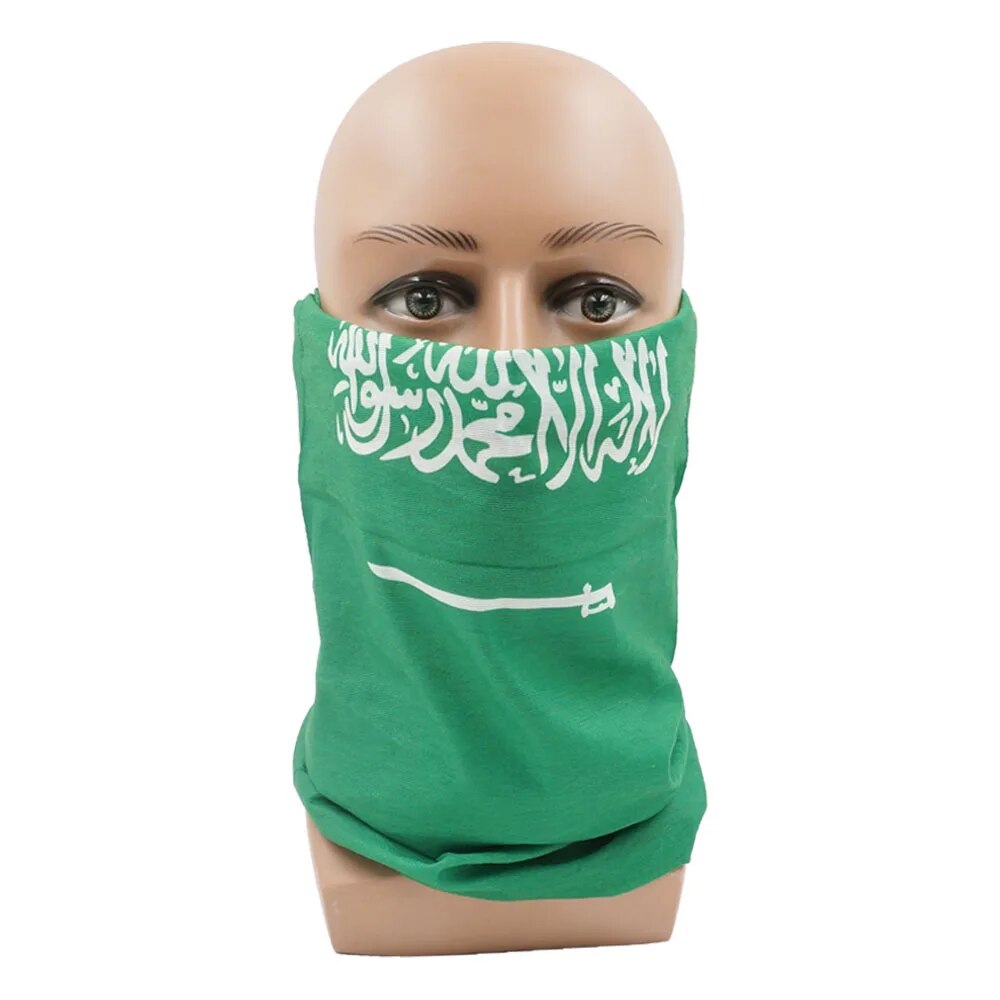 وشاح أعلام الدول الآسيوية فلسطين إيران المملكة العربية السعودية قطر كوريا النساء ركوب الدراجات المشي لمسافات طويلة غطاء الرقبة الرجال أغطية الرأس بدون درزات