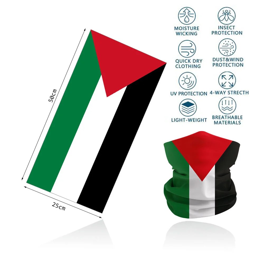 وشاح أعلام الدول الآسيوية فلسطين إيران المملكة العربية السعودية قطر كوريا النساء ركوب الدراجات المشي لمسافات طويلة غطاء الرقبة الرجال أغطية الرأس بدون درزات