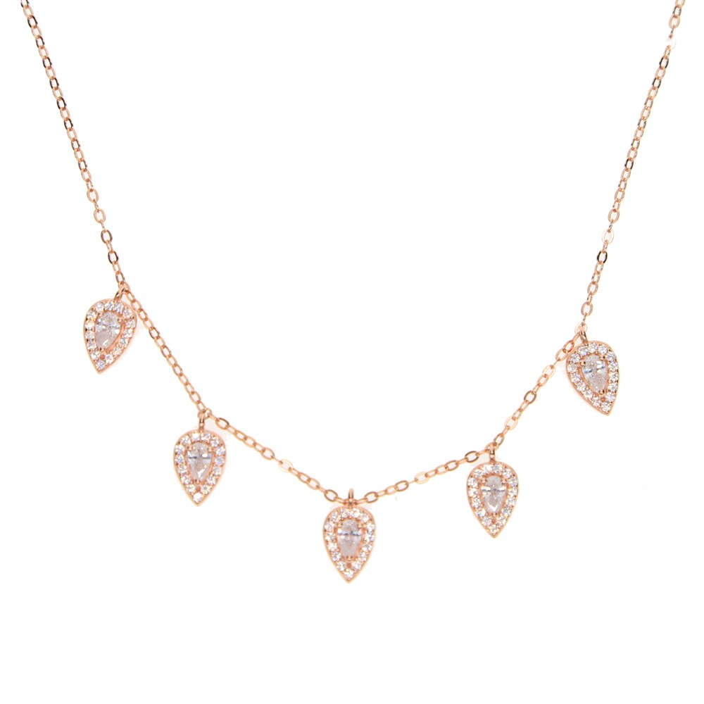 100% 925 Sterling Silver Water Drop Tear Cz Charm Dainty Delicate Choker Short Necklace for Women Wedding Multi Layer Jewelry