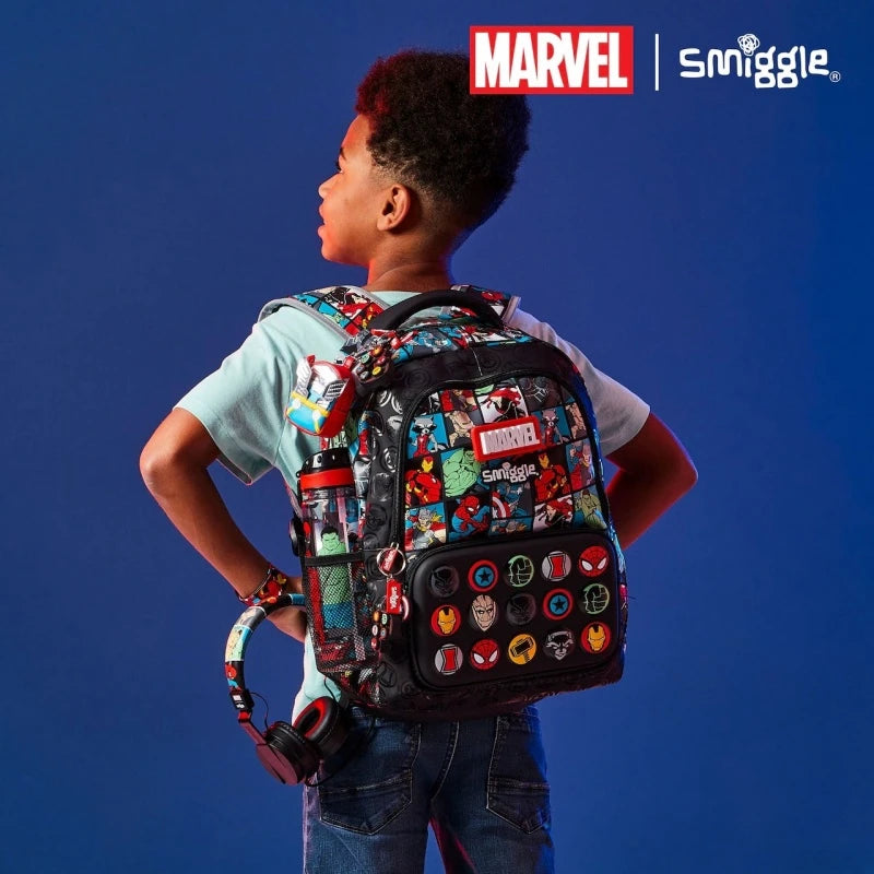 حقيبة مدرسية للأطفال من Smiggle Marvel Superhero Spider-Man حقيبة غداء وحقيبة غداء وصندوق أقلام وكوب ماء هدية للطلاب