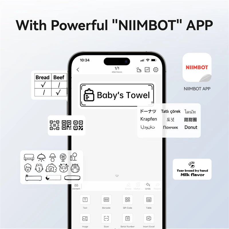 طابعة حرارية محمولة NIIMBOT B1 مزودة بأشرطة لاصقة مقاس 2 بوصة وطابعة ملصقات صغيرة بتقنية البلوتوث تدعم الهواتف الذكية وأجهزة الكمبيوتر الشخصية