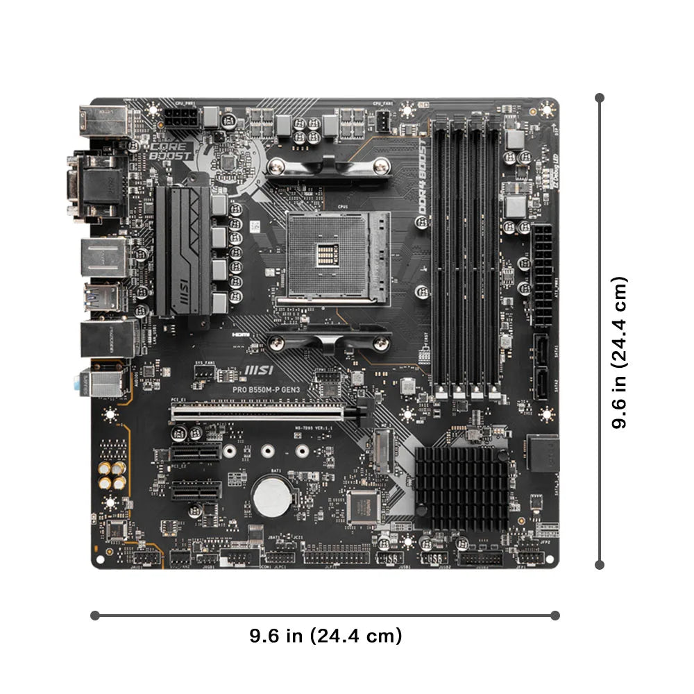 لوحة أم MSI PRO B550M-P GEN3 للألعاب من AMD AM4 DDR4 M.2 تدعم وحدة المعالجة المركزية Ryzen وسلسلة R3 وR5 وR7 ولوحة أم للكمبيوتر المكتبي من سلسلة 5000 و3000