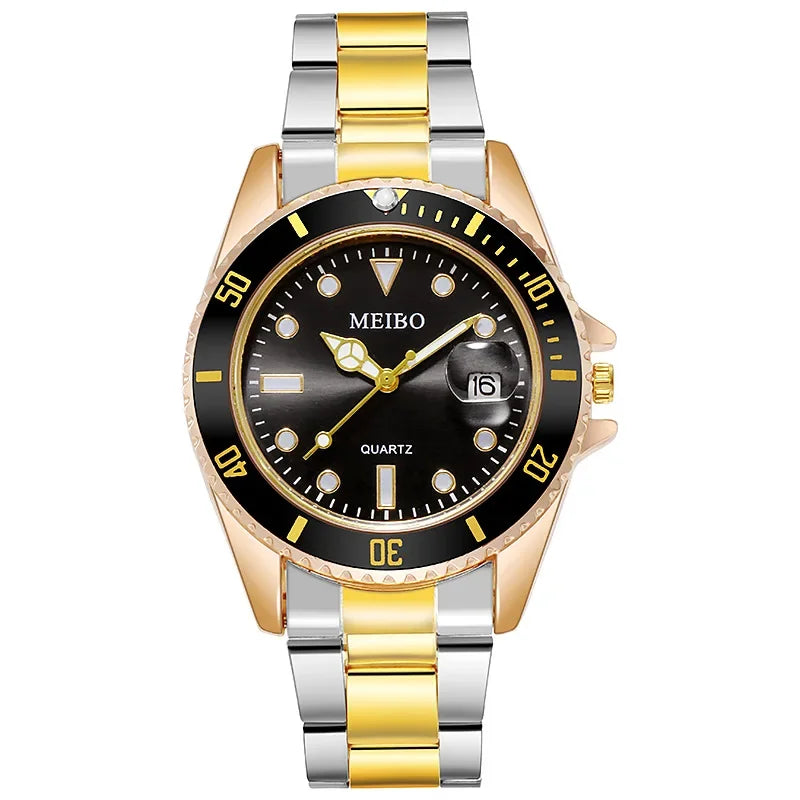 ساعة رجالية Green Water Ghost Calendar Watch عالية الجودة بسيطة وعصرية من الفولاذ المقاوم للصدأ ساعة رياضية للطلاب