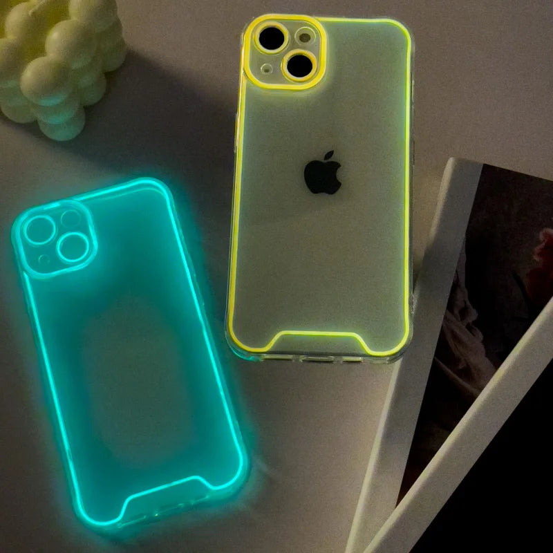 Luxury Night Light Luminous Clear Phone Case for iPhone 14 Plus 11 12 13 14 Pro Max X XR XS Max Soft Silicone Back Cover Shell
