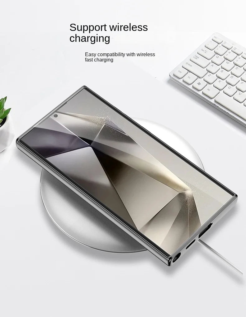 جراب هاتف Galaxy S25 Plus المصنوع من الجلد المطلي بالكهرباء S25 Ultra لهاتف Samsung Galaxy S25 S24 S23 Ultra غطاء واقٍ مقاوم للصدمات
