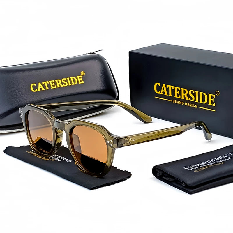 نظارات شمسية CATERSIDE ريترو مستقطبة للرجال خفيفة الوزن بإطار TR90 متعدد الأضلاع للنساء نظارات شمسية خارجية عالية الجودة للسفر