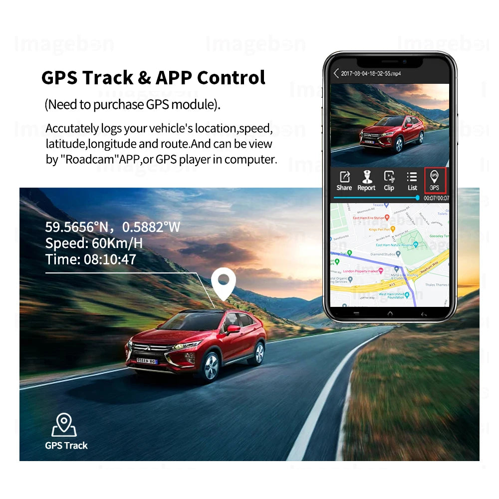 كاميرا سيارة Imagebon 10.26 بوصة لاسلكية مع CarPlay وAndroid Auto وADAS 4K DVR وبلوتوث وAUX ونظام تحديد المواقع العالمي (GPS) ومسجل فيديو على لوحة القيادة