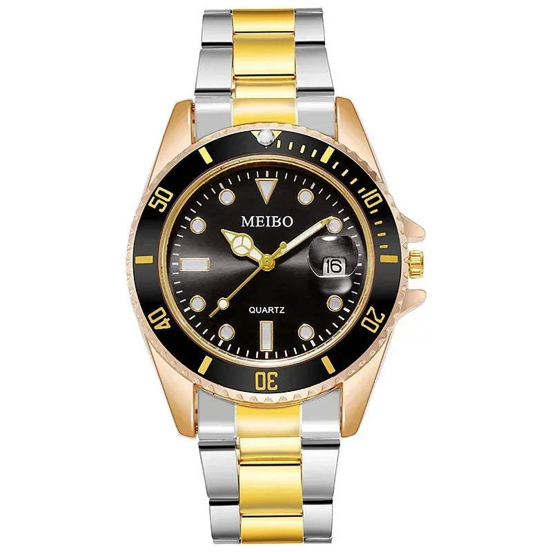 ساعة رجالية Green Water Ghost Calendar Watch عالية الجودة بسيطة وعصرية من الفولاذ المقاوم للصدأ ساعة رياضية للطلاب