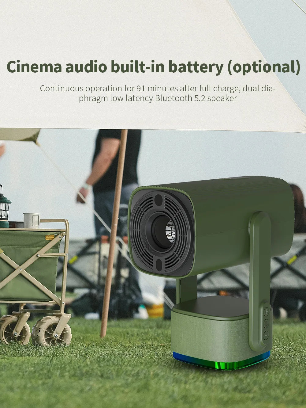 جهاز عرض Salange 4K K2 Smart Android11 مزود ببطارية مدمجة ومكبر صوت بلوتوث وWIFI Auto Focus Keystone Free-Style للأفلام الخارجية