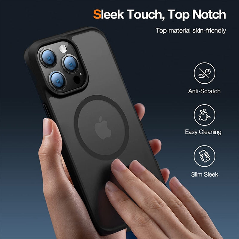 Luxury Magnetic Wireless Charging Case For Magsafe For iPhone 14 Plus 13 12 11 Pro Max Transparent Matte Shockproof Hard Cover