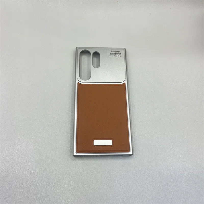 جراب هاتف مغناطيسي معدني فاخر من الجلد لهاتف Samsung Galaxy S25 S24 S23 Ultra مزود بشحن لاسلكي وغطاء عطري من سبائك الألومنيوم
