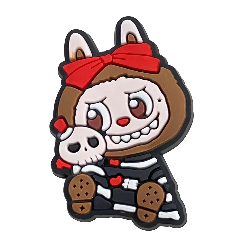 10pcs Labubu Shoe Flower Buckle for Men Women Anime Cartoon Cute Applique Boys Girls Shoes DIY Decorative Products Patch Toys