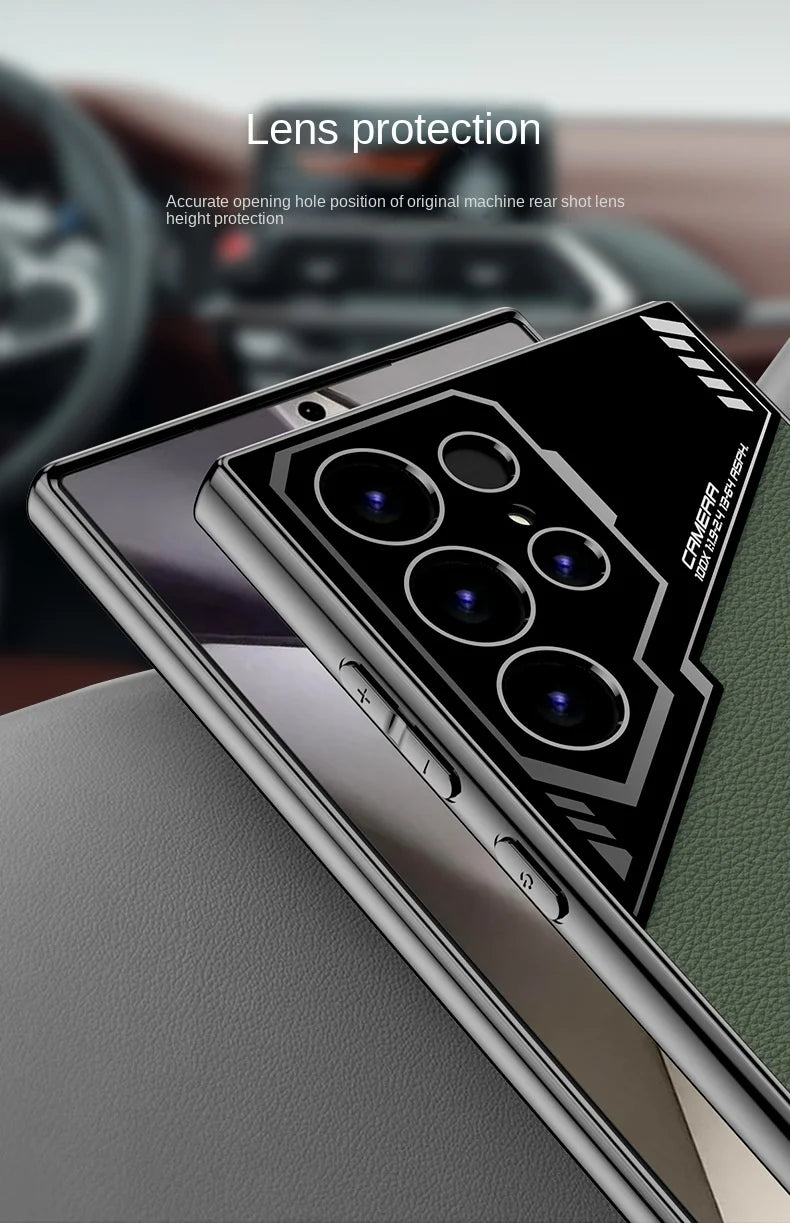 جراب هاتف Galaxy S25 Plus المصنوع من الجلد المطلي بالكهرباء S25 Ultra لهاتف Samsung Galaxy S25 S24 S23 Ultra غطاء واقٍ مقاوم للصدمات
