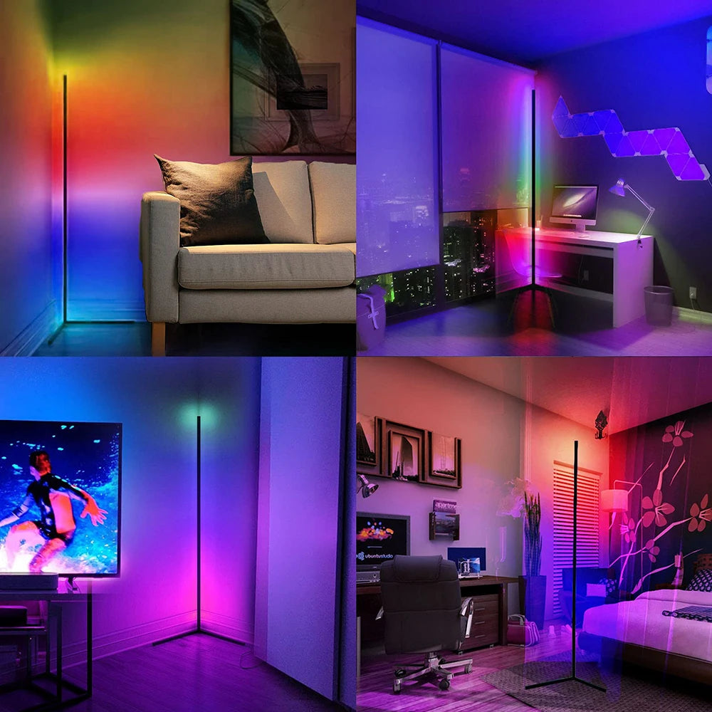 مصباح أرضي ذكي LED قابل للتعتيم 140 سم RGB لغرفة المعيشة مع خاصية WIFI وإضاءة ديكور منزلي فنية وإضاءة قائمة بذاتها