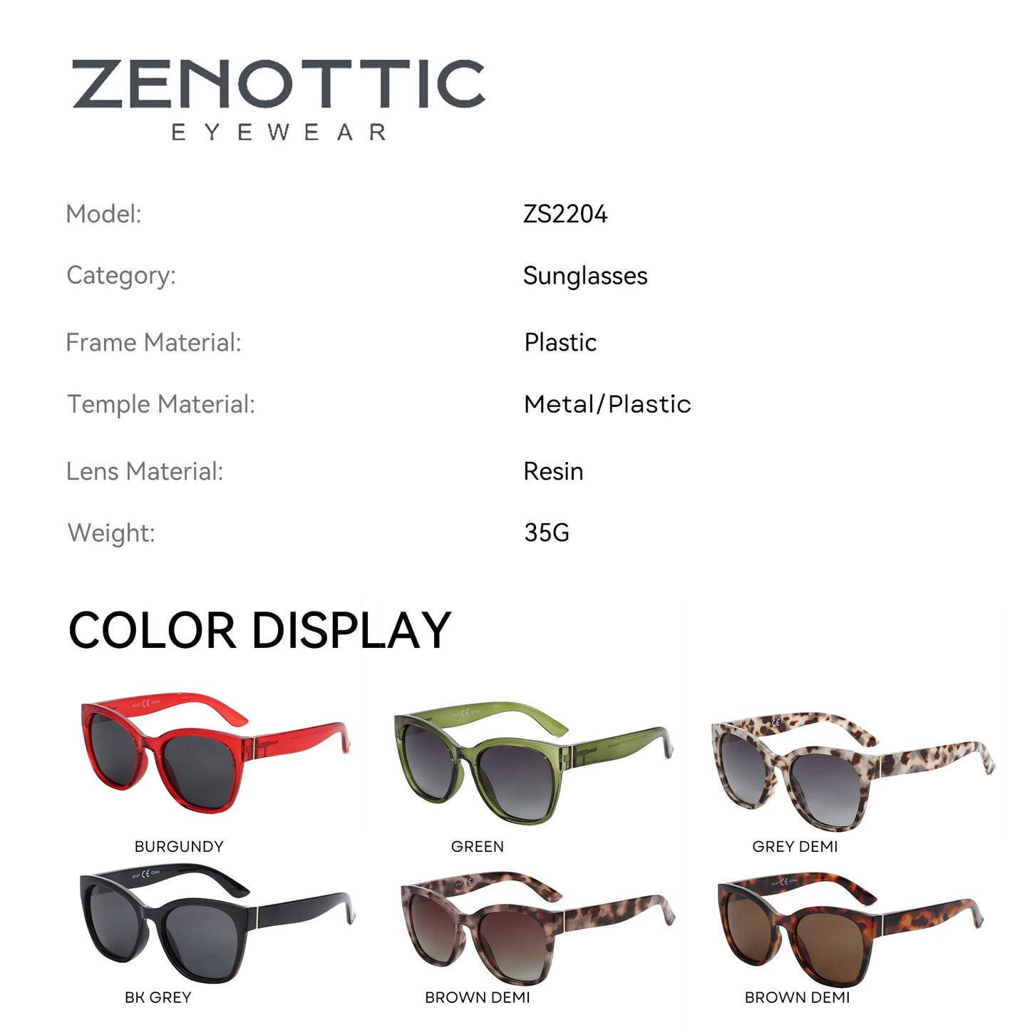 نظارة شمسية ZENOTTIC 2024 الأصلية المستقطبة بإطار فراشة سميك للنساء، نظارات شمسية كبيرة الحجم بحماية من الأشعة فوق البنفسجية 400