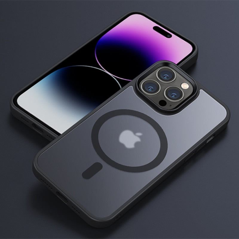 Luxury Magnetic Wireless Charging Case For Magsafe For iPhone 14 Plus 13 12 11 Pro Max Transparent Matte Shockproof Hard Cover