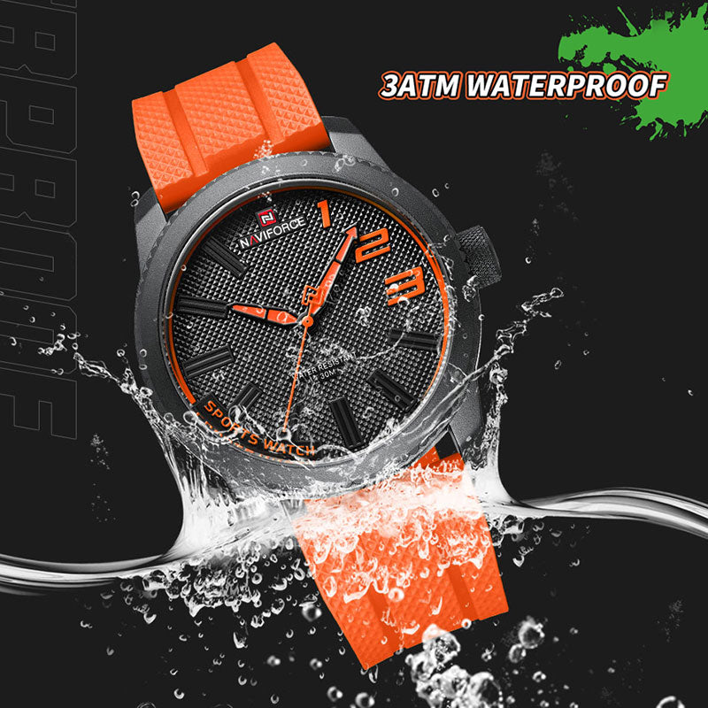 ساعات كوارتز عصرية للرجال من NAVIFORCE بحزام من السيليكون بتصميم جديد وعصري مقاومة للماء للرجال