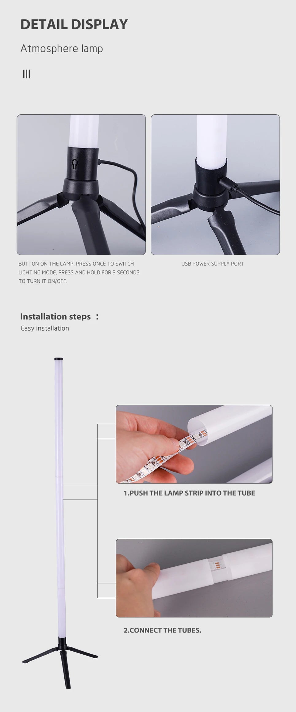 RGB LED Floor Lamp Remote APP Control Music Sync Corner Mood Lighting Smart Modern Mood Standing Lights for Bedroom Living Room