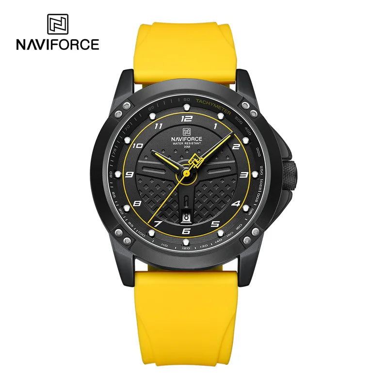 ساعة NAVIFORCE كوارتز كاجوال أنيقة مقاومة للماء للرجال ساعات رياضية بحزام من السيليكون للرجال ساعة مضيئة Relogio Masculino