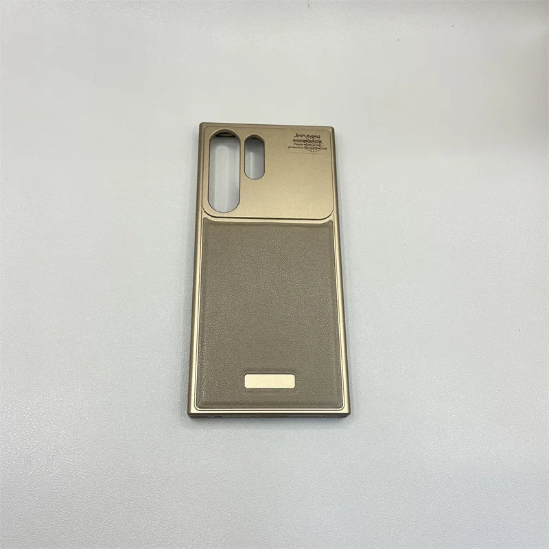جراب هاتف مغناطيسي معدني فاخر من الجلد لهاتف Samsung Galaxy S25 S24 S23 Ultra مزود بشحن لاسلكي وغطاء عطري من سبائك الألومنيوم