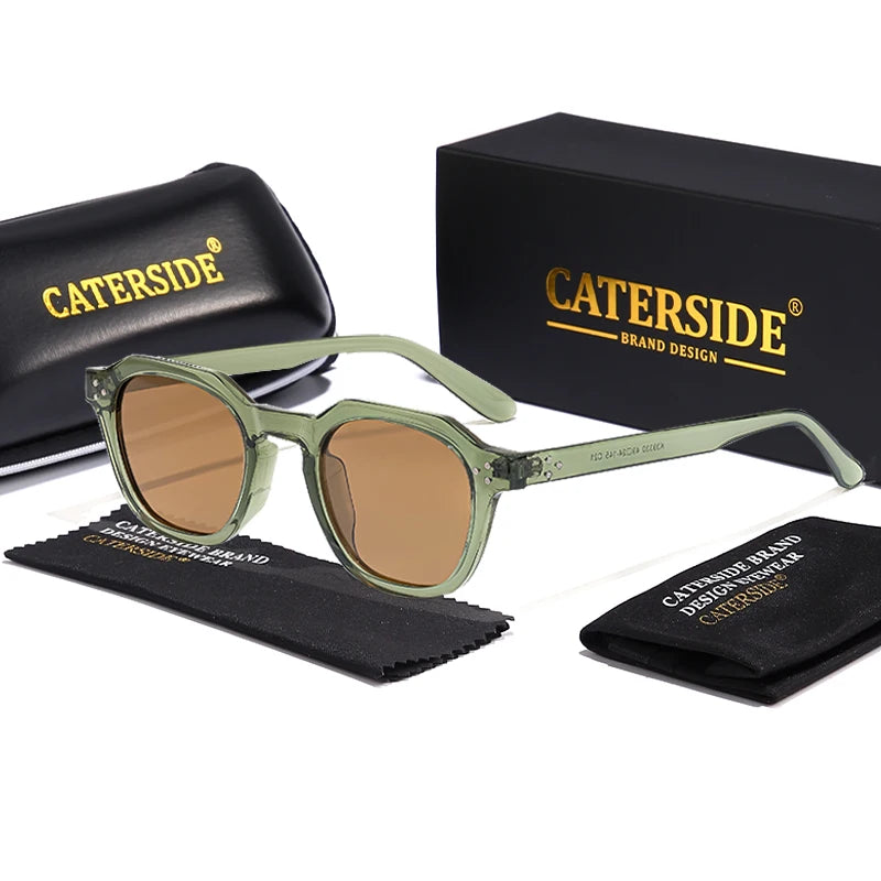 نظارات شمسية CATERSIDE ريترو مستقطبة للرجال خفيفة الوزن بإطار TR90 متعدد الأضلاع للنساء نظارات شمسية خارجية عالية الجودة للسفر