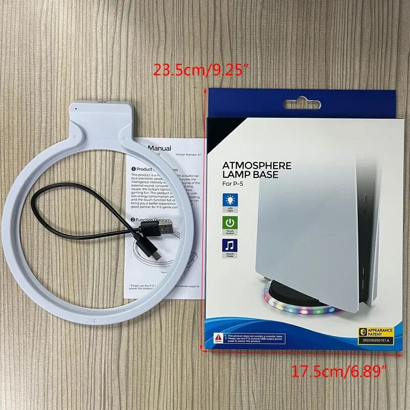 حامل عمودي لوحدة تحكم الألعاب PS5 مزود بقاعدة إضاءة LED RGB مضيئة مع تحكم باللمس