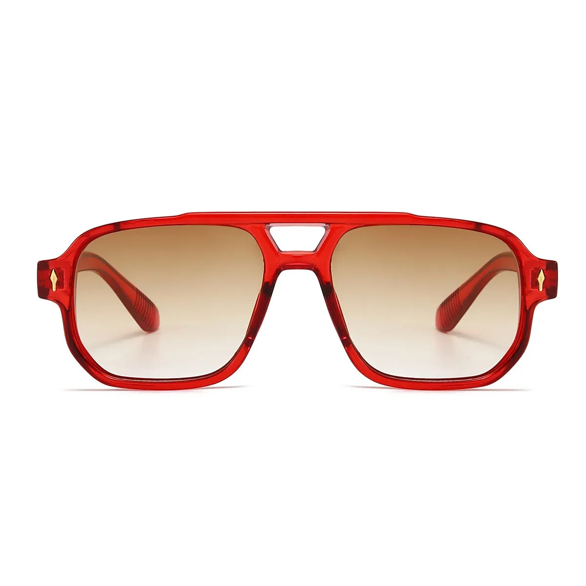 JNPCXI Vintage Double Bridges Men Square Sunglasses Fashion Green Ocean Lens UV400 Eyewear Women Trending Rivets Sun Glasses