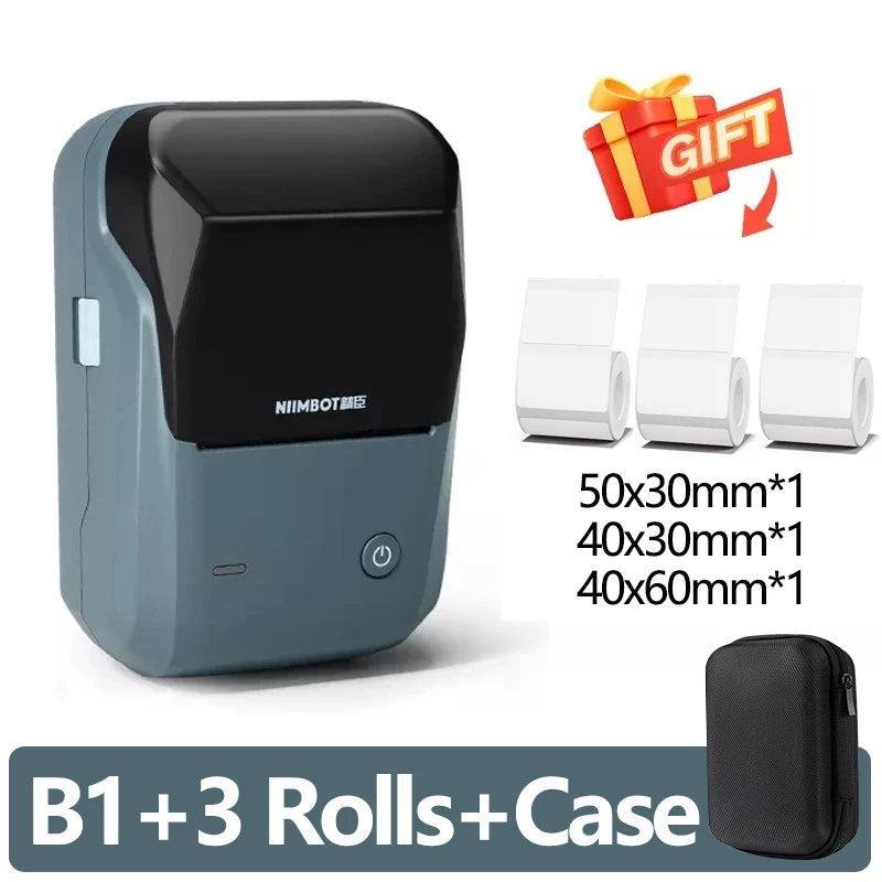Mini Label Thermal Printer Niimbot B1 Portable Self-Adhesive Printer For Stickers Round Labels Rolls UV Tag Bluetooth Printer
