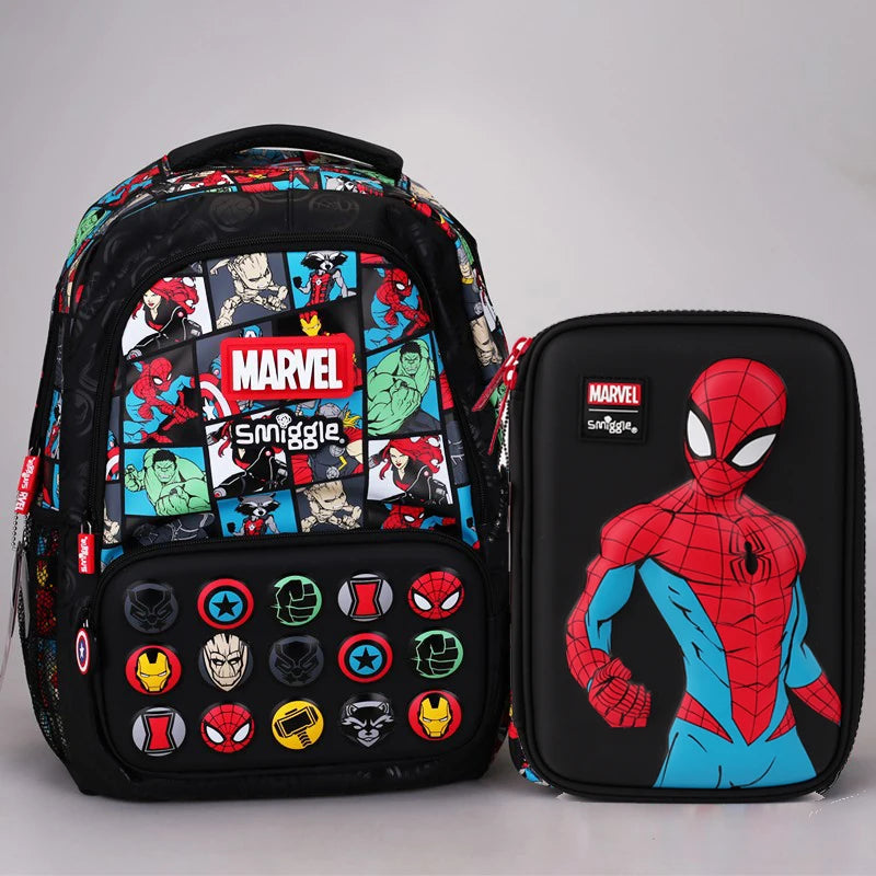 حقيبة مدرسية للأطفال من Smiggle Marvel Superhero Spider-Man حقيبة غداء وحقيبة غداء وصندوق أقلام وكوب ماء هدية للطلاب