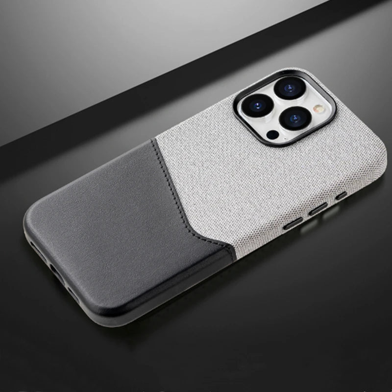 حافظة هاتف جلدية مزودة بحامل بطاقات MagSafe لهاتف iPhone 14 15Pro Max 13 14 Pro 12 Pocket مع شحن لاسلكي وعدسة من سبائك معدنية بلون رائع