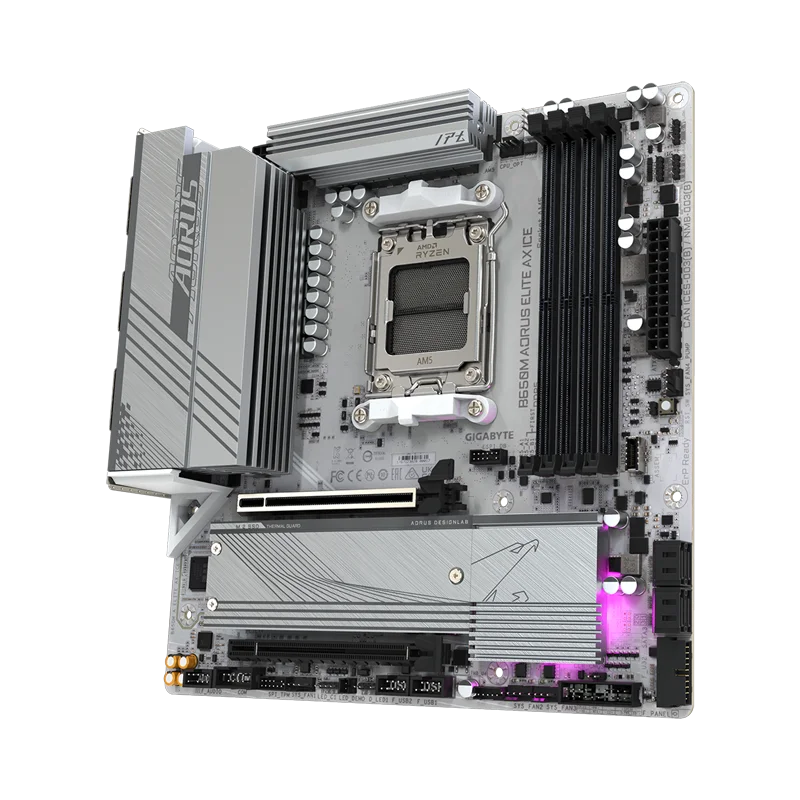 لوحة أم GIGABYTE B650M AORUS ELITE AX ICE Micro-ATX AMD B650 DDR5 8000 (OC) MHz M.2 USB3.2 Wi-Fi 6E Socket AM5