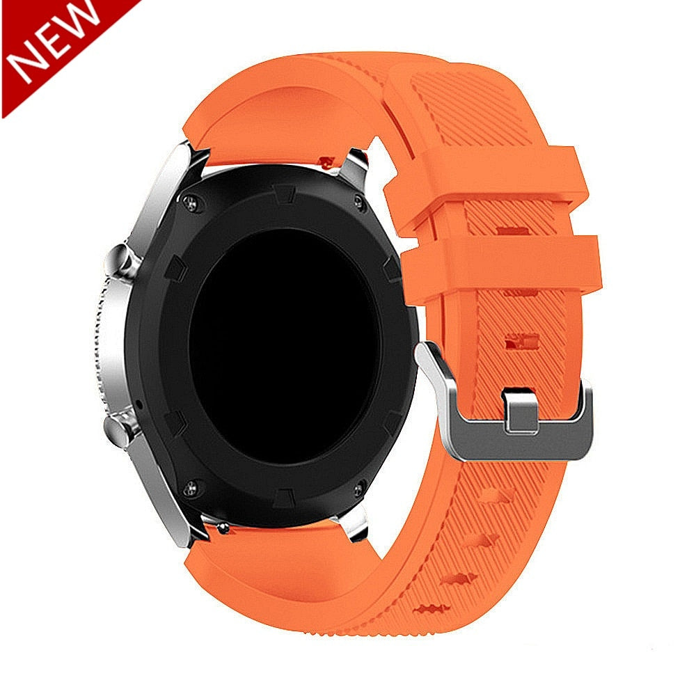 سوار سيليكون مقاس 20 مم و22 مم لساعة سامسونج جالاكسي 3/46 مم/42 مم/active 2/46 Gear s3Frontier/S2/Sport وسوار هواوي GT 2/2E