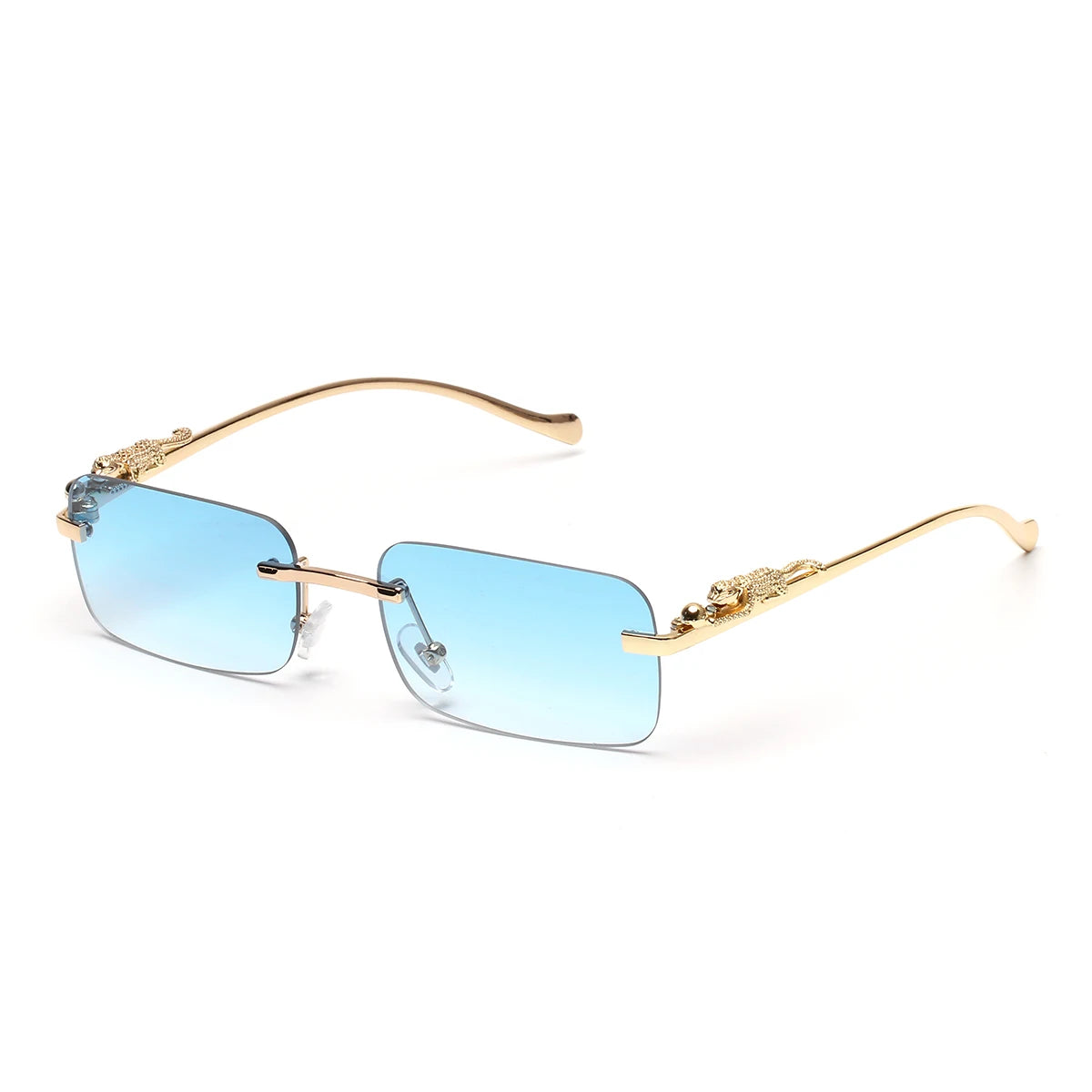 نظارات شمسية من Ruiao بدون إطار UV400 نظارات معدنية مربعة أنيقة للرجال والنساء نظارات شمسية مصممة للرجال من العلامة التجارية للخارجية