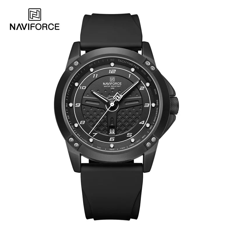 ساعة NAVIFORCE كوارتز كاجوال أنيقة مقاومة للماء للرجال ساعات رياضية بحزام من السيليكون للرجال ساعة مضيئة Relogio Masculino