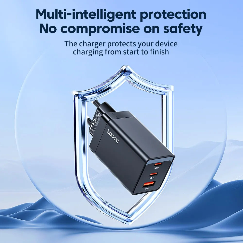 شاحن Toocki 67W GaN USB C سريع الشحن 65W QC4.0 PD 3.0 45W USB C Type C شاحن USB سريع لـ iPhone 15 14 13 12 Pro MacBook