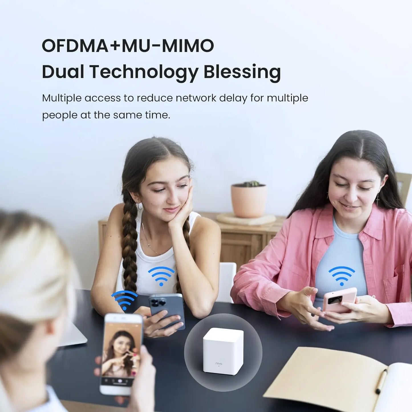 نظام Tenda Nova MX3 AX1500 Mesh WiFi 6 بمساحة 3500 قدم مربع، نظام WiFi 6 Mesh، موجه Gigabit Mesh، شبكة شبكية ثنائية النطاق، 80 جهازًا
