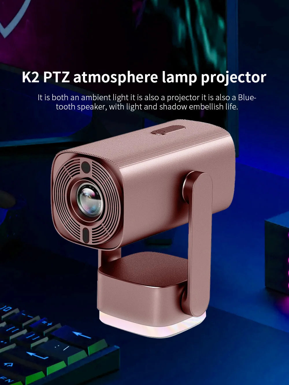 جهاز عرض Salange 4K K2 Smart Android11 مزود ببطارية مدمجة ومكبر صوت بلوتوث وWIFI Auto Focus Keystone Free-Style للأفلام الخارجية