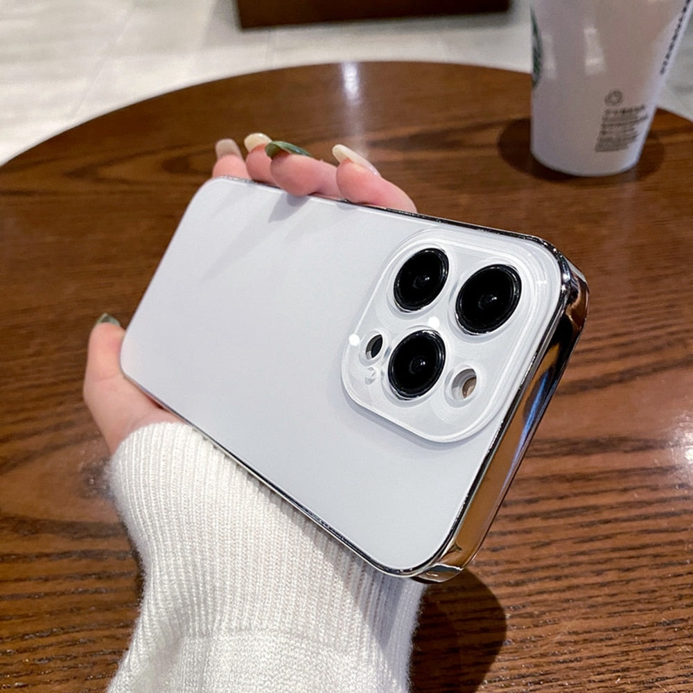 جراب Fashion AG رفيع غير لامع لهاتف iPhone 12 13 14 Pro Max iPhone 14Pro 13Pro 12ProMax، غطاء صلب مقاوم للصدمات مع نافذة كبيرة من الزجاج المقوى
