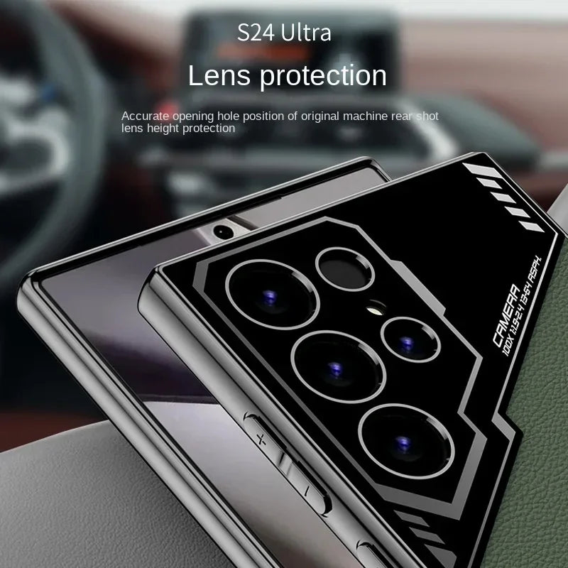 جراب هاتف Galaxy S25 Plus المصنوع من الجلد المطلي بالكهرباء S25 Ultra لهاتف Samsung Galaxy S25 S24 S23 Ultra غطاء واقٍ مقاوم للصدمات