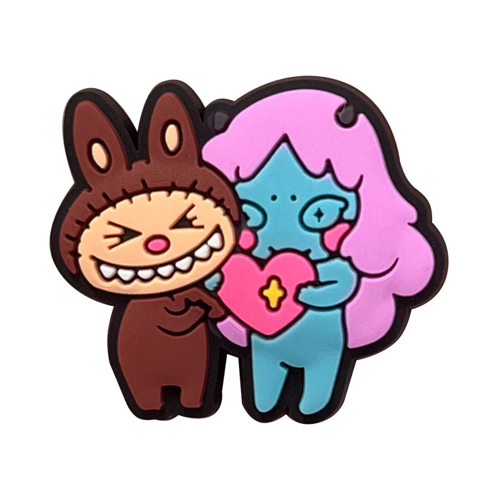 10pcs Labubu Shoe Flower Buckle for Men Women Anime Cartoon Cute Applique Boys Girls Shoes DIY Decorative Products Patch Toys