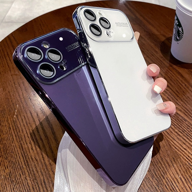 جراب Fashion AG رفيع غير لامع لهاتف iPhone 12 13 14 Pro Max iPhone 14Pro 13Pro 12ProMax، غطاء صلب مقاوم للصدمات مع نافذة كبيرة من الزجاج المقوى