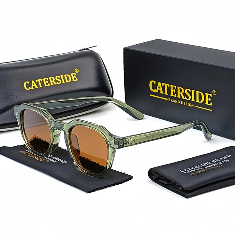 نظارات شمسية CATERSIDE ريترو مستقطبة للرجال خفيفة الوزن بإطار TR90 متعدد الأضلاع للنساء نظارات شمسية خارجية عالية الجودة للسفر