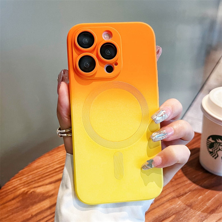 Luxury Gradient Color Liquid Silicone Case for iPhone 14 Pro Magsafe Cases Magnetic Charging Cover for iPhone 11 12 13 Pro Max