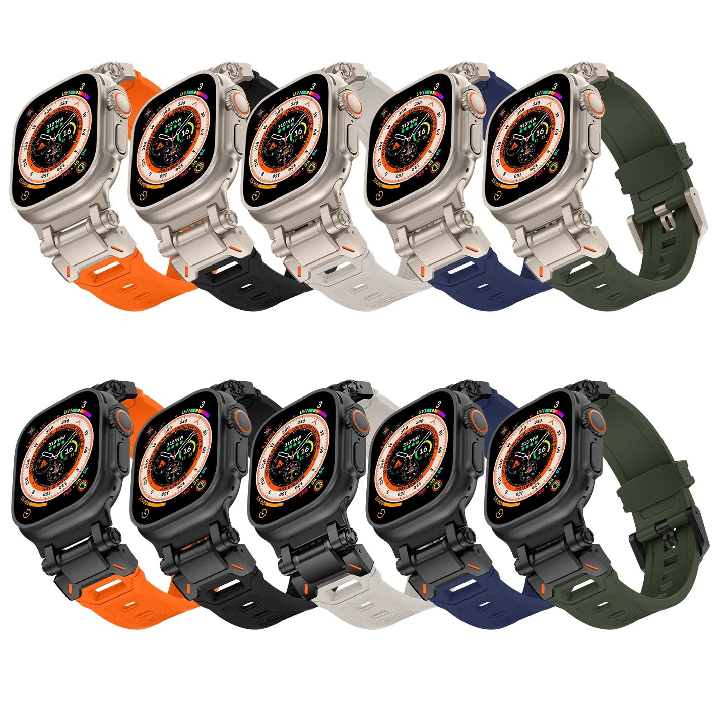 حزام معدني + سيليكون لساعة Apple Watch Ultra Band 49 مم 44 مم 45 مم 40 مم 41 مم 42 مم 38 مم سوار iWatch Series 9 6 5 4 3 7 8 SE
