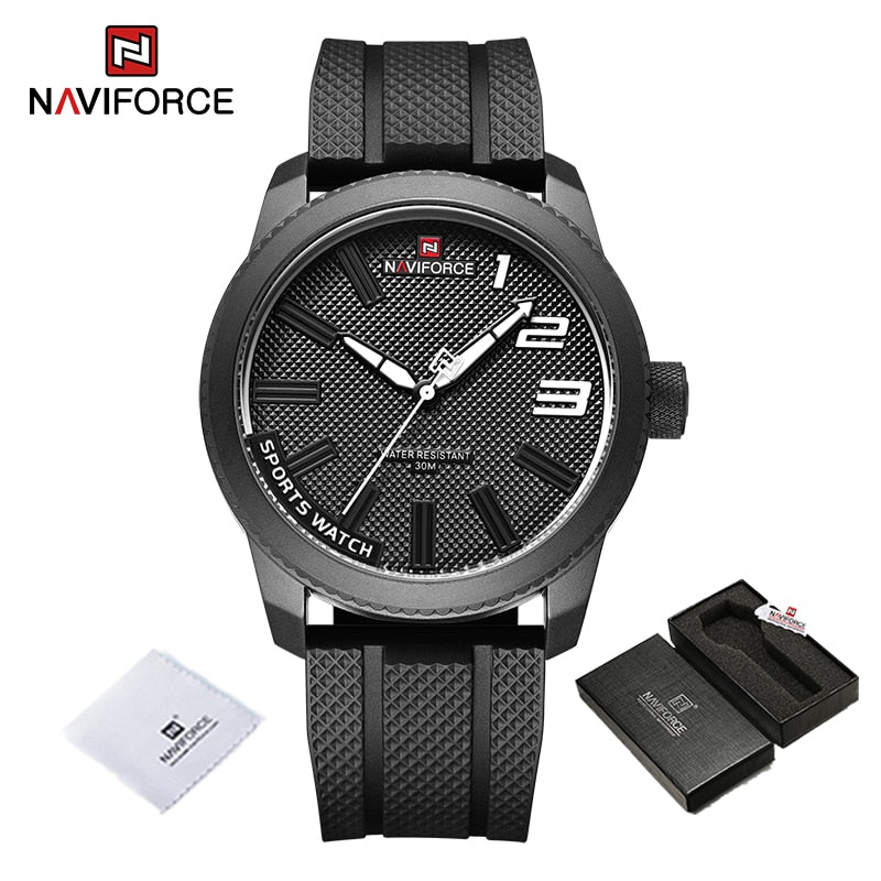 ساعات كوارتز عصرية للرجال من NAVIFORCE بحزام من السيليكون بتصميم جديد وعصري مقاومة للماء للرجال