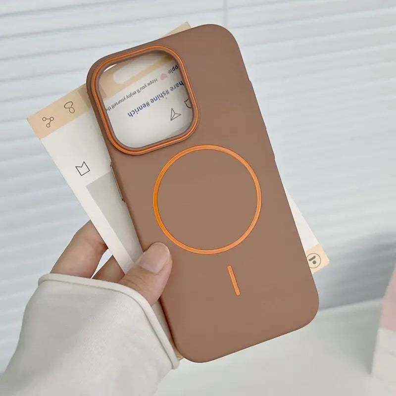 Ultrathin Simple Magsafe Phone Case for Iphone 16 Pro Max 15 Pro 14 13 12 Matte Hit Color Lens Wireless Charging Hard PC Cover