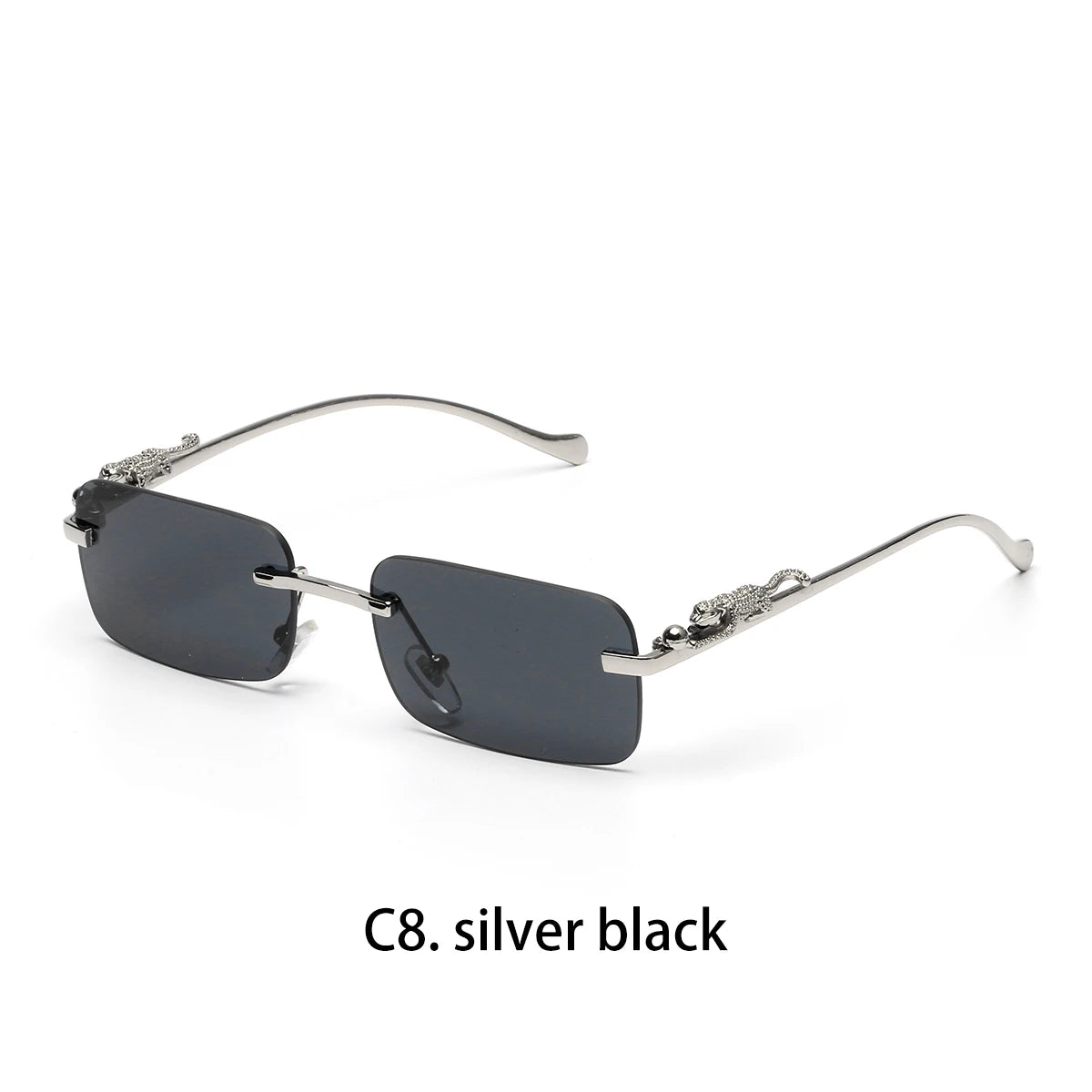 نظارات شمسية من Ruiao بدون إطار UV400 نظارات معدنية مربعة أنيقة للرجال والنساء نظارات شمسية مصممة للرجال من العلامة التجارية للخارجية